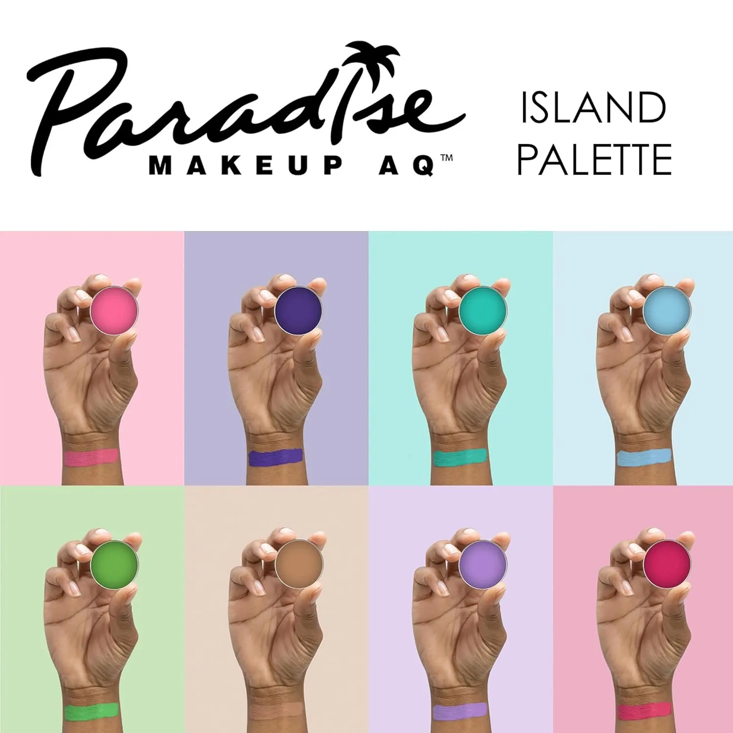 Mehron Makeup Paradise Makeup FX 8 Color Island Palette (formerly Pastel Palette) | Body Paint & Face Paint Palette | Professional & Water Activated | SFX, Halloween, & Cosplay