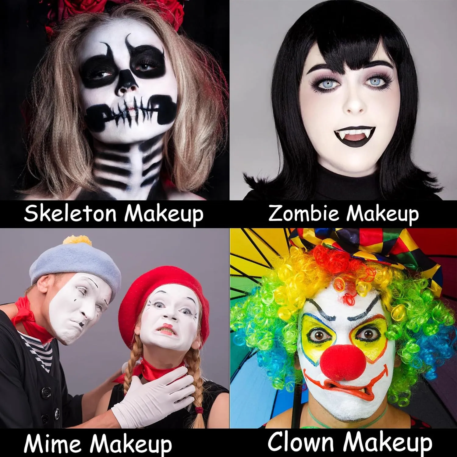 MEICOLY Clown Makeup Kit,White Black Red Face Body Paint for Halloween Devil Joker Zombie Vampire Skeleton SFX Makeup,Pro Oil Based Body Paint with 6 Painting Brushes,4 Sponges,130g/4.59 oz