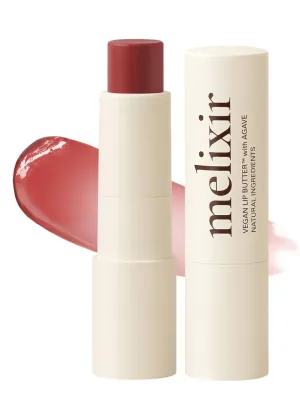 Melixir Vegan Lip Butter #02 Nude Crumble(Tinted) ( 11 more colors), Bee Free, Petrolatum Free, Deep Nourishing Plant-Based Vegan Chapstick, Lip Balm for Dry, Cracked and Chapped Lips