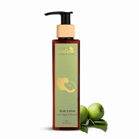 Mellow Herbals Ayurvedic Green Apple Body Lotion, 6.76 fl oz (200ml) | Aloe Vera & Shea Butter | Helps in removing Dark Patches & Tightens Skin | GMO, Paraben and Silicone Free
