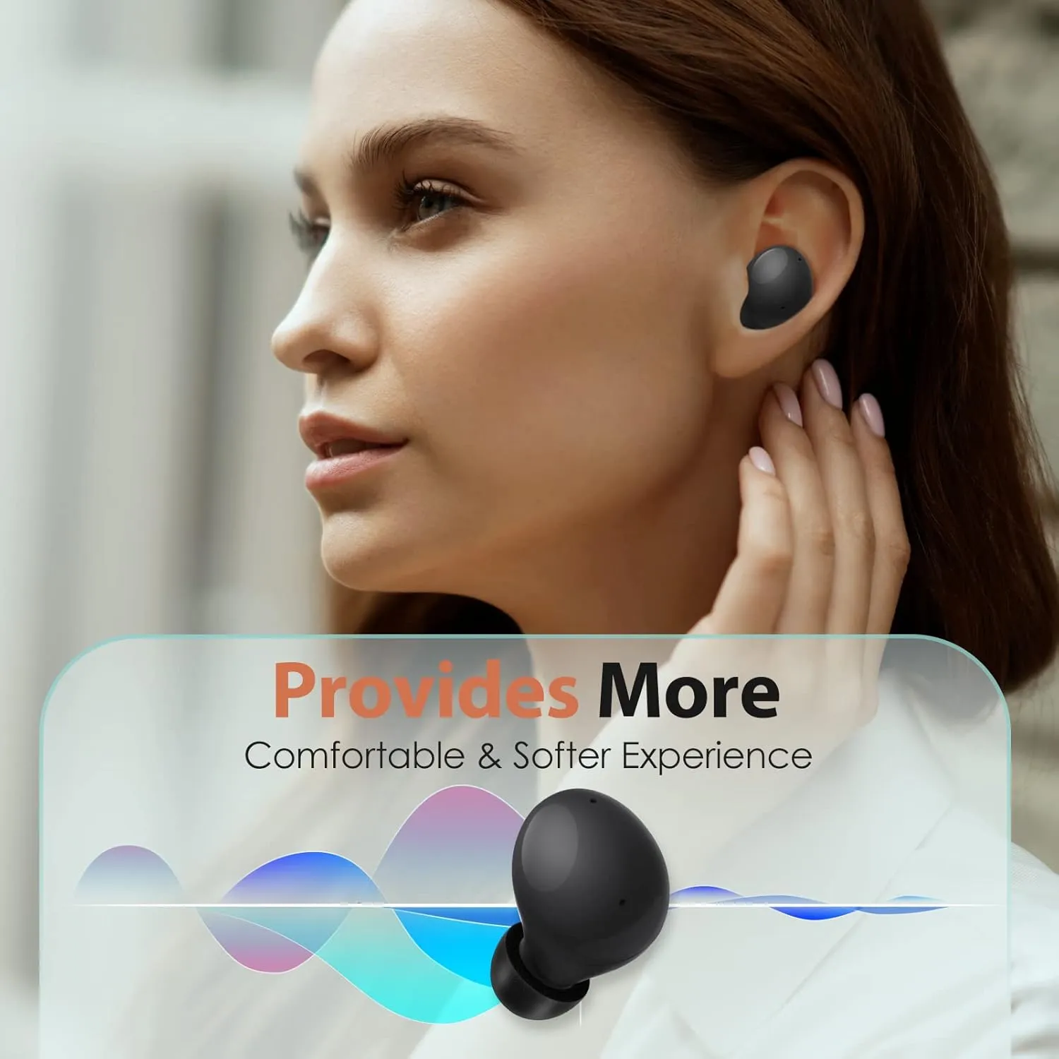 Memory Foam Tips for Samsung Galaxy Buds 2 / Plus/Beats Studio Buds, No Silicone Eartips Pain, Anti-Slip Replacement Ear Tips, Fit in The Charging Case, 3 Pairs (Assorted Sizes S/M/L, Black)