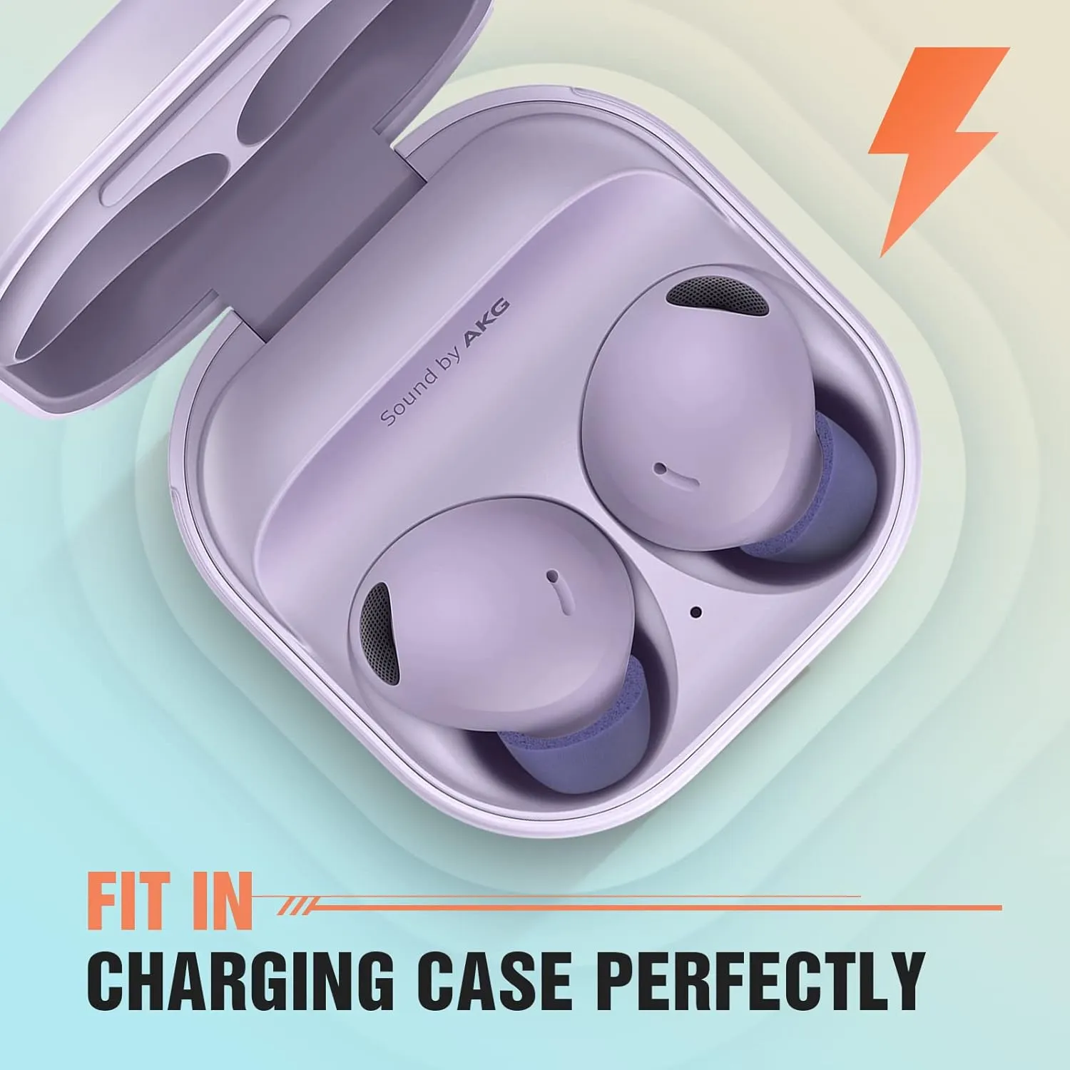 Memory Foam Tips for Samsung Galaxy Buds 2 Pro, No Silicone Eartips Pain, Anti-Slip Replacement Ear Tips, Fit in The Charging Case, Reducing Noise Earbuds, 3 Pairs (Small, Violet)