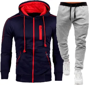 Men Sweatsuits Sets Jogging Suits Plus Size Big and Tall Sweatsuits Warm Up Full Zip Muscle Slim Fit Casual Outfits
