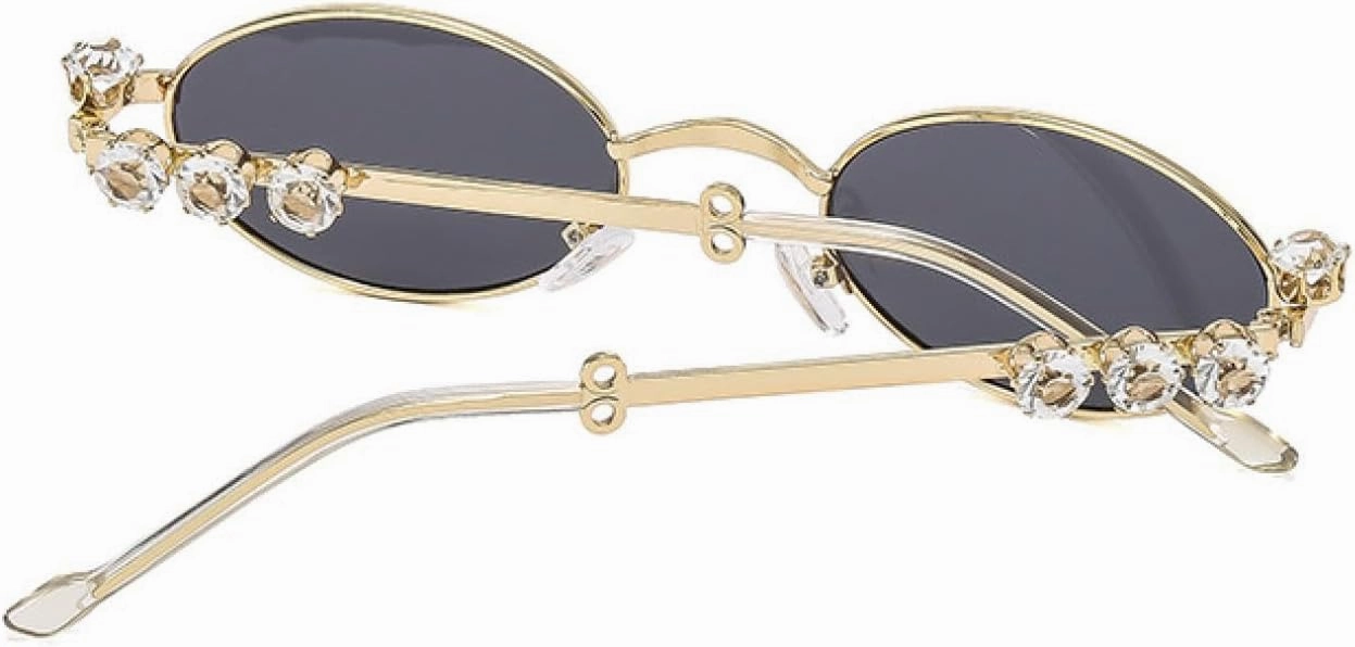 Metal Oval Diamond Sunglasses Women Men Fashion Luxury Travel Street Photography Sunglasses Uv400