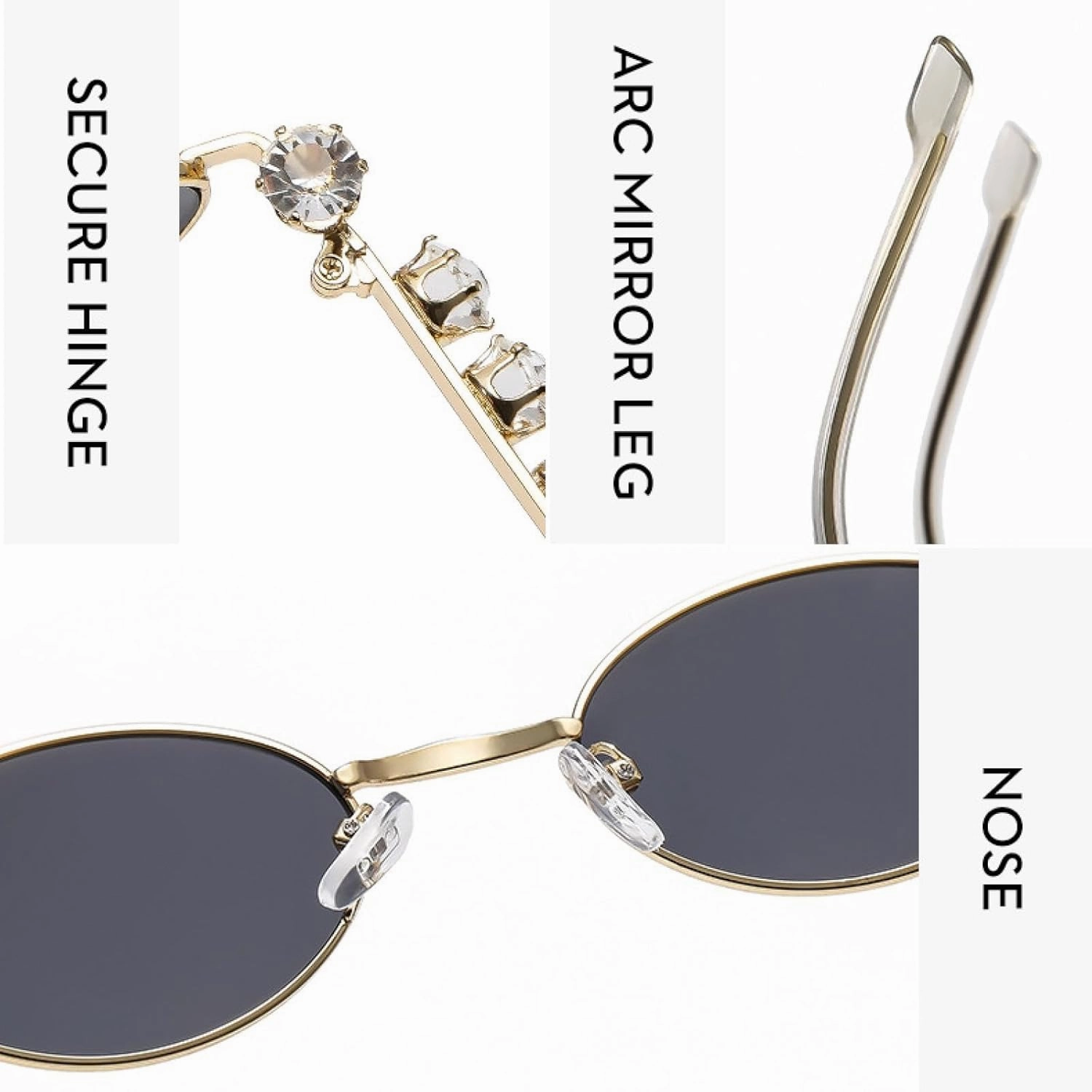 Metal Oval Diamond Sunglasses Women Men Fashion Luxury Travel Street Photography Sunglasses Uv400