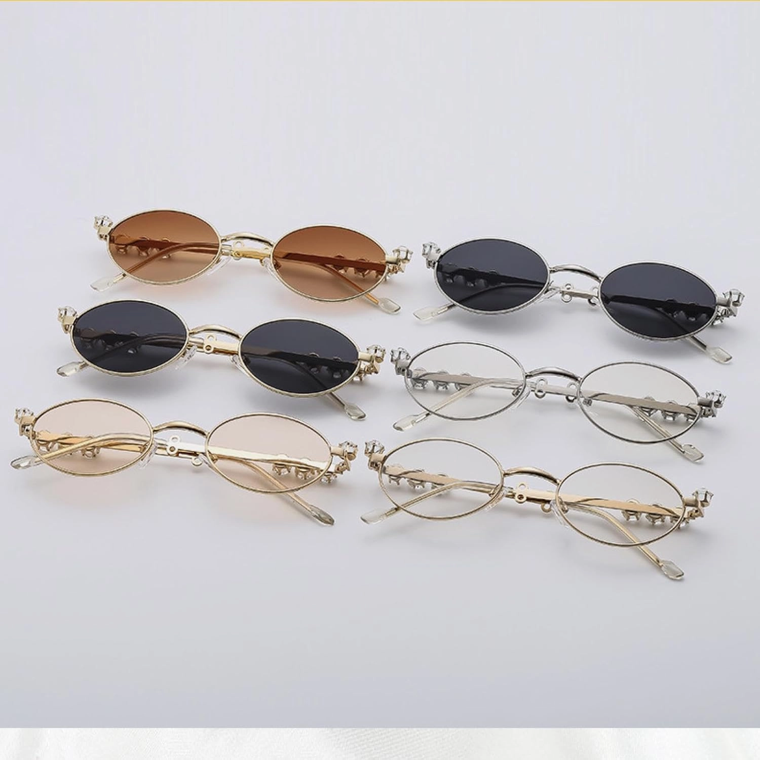 Metal Oval Diamond Sunglasses Women Men Fashion Luxury Travel Street Photography Sunglasses Uv400