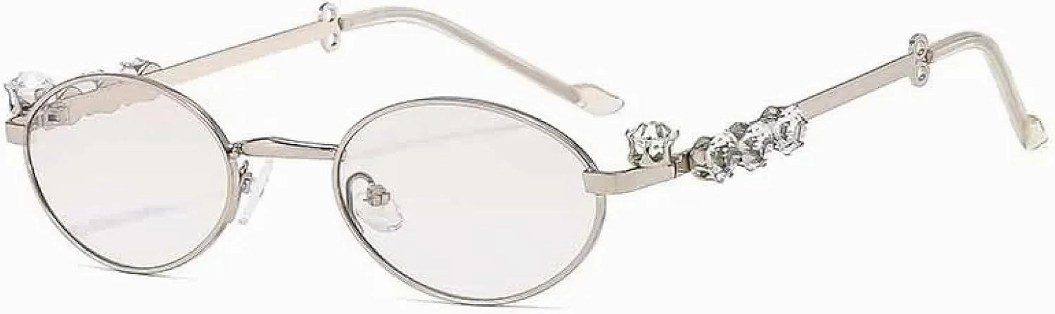 Metal Oval Diamond Sunglasses Women Men Fashion Luxury Travel Street Photography Sunglasses Uv400