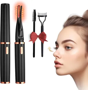 MGKO Heated Eyelash Curlers, 2 in 1 Clip-Type Eyelash Curler, Natural Curling 24 Hours Long Lasting, 3 Temperature Modes with USB Rechargeable, Gift for Women Girls (M-xz2), Black (M-xz2)