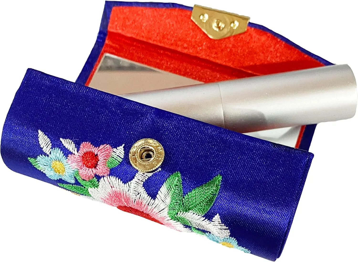 MIAO JIN 12PCS Lipstick Case with Mirror Lipstick Case Storage Case Mini Portable Embroidery Jewelry Case Cosmetic Case (Random Color)