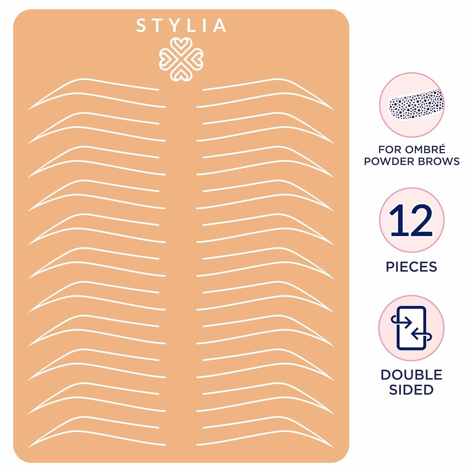 Microblading Supplies 12 Piece Silicone Double Sided Ombre Practice Skin For Eyebrow Tattoos: Permanent Makeup Silicone Skins To Practice Brow Microshading And Powder Brows, Fake Skin Sheets