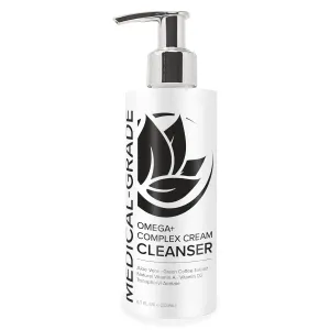 Microderm GLO Omega  Complex Cream Facial Cleanser, Daily Face Wash & Makeup Remover, All Skin Types, Omega 3 & 6, Retinyl, Green Coffee Extract & Aloe Vera, Paraben-Free & Vegan, 6.7 Fl Oz