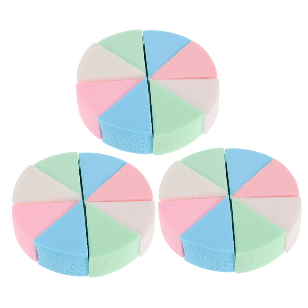 Mikinona Wedge Makeup Sponge Blender Set of 3 Latex Makeup Puff Dry Wet Applicator Non-slip Design for Women