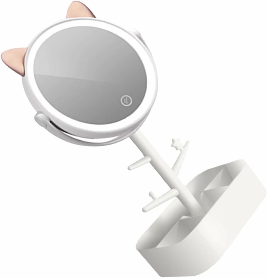 Mikinona - Smart Dimming Led Makeup Mirror 360 Degree Swivel Storage for Dressing Table