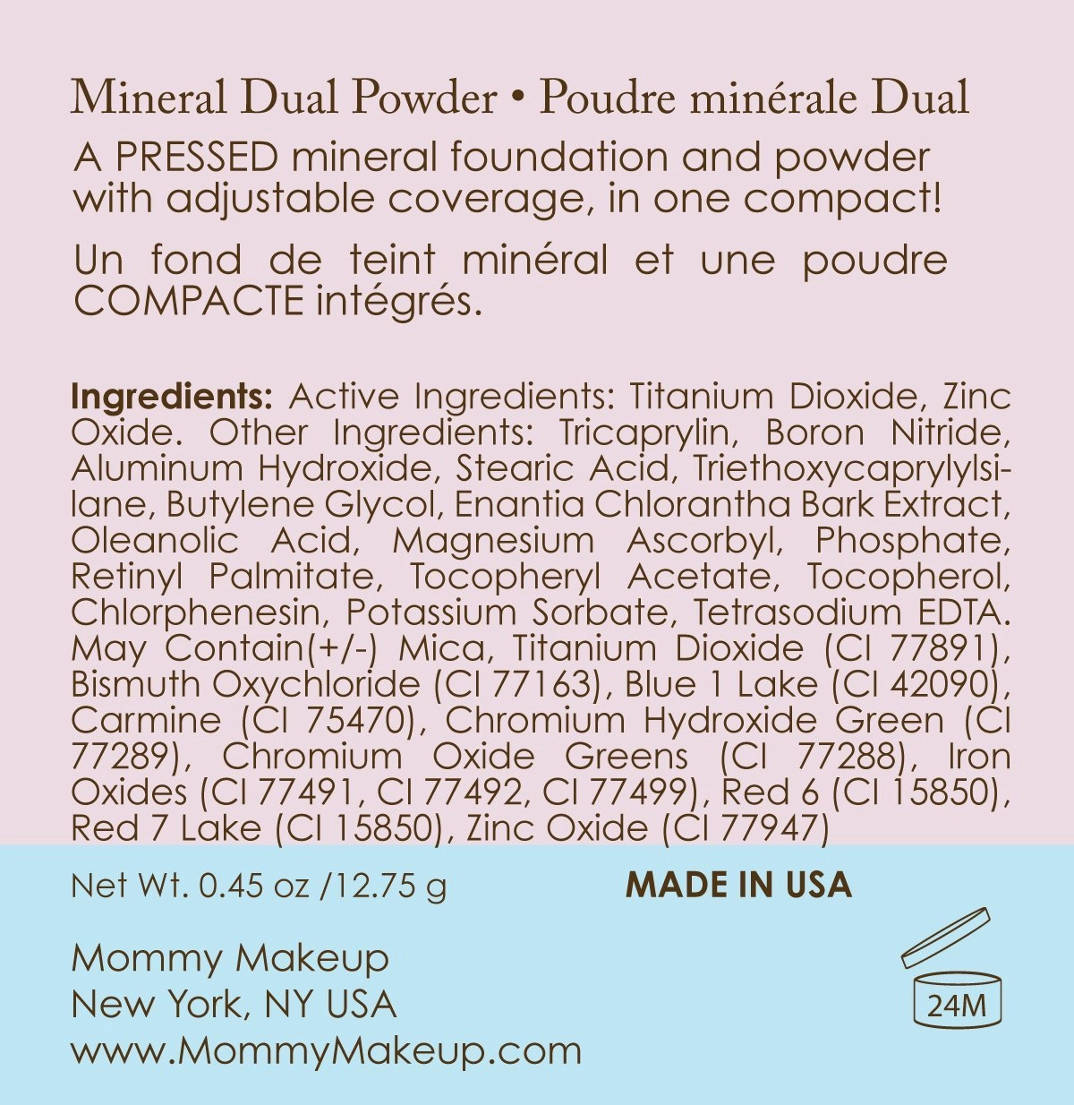 Mineral Dual Powder - 4-in-1 Pressed Mineral Foundation with SPF 15 for Flawless Glow - Oil-Free, Talc-Free, Gluten-Free, 0.45 oz (Lullaby - Light) by Mommy Makeup