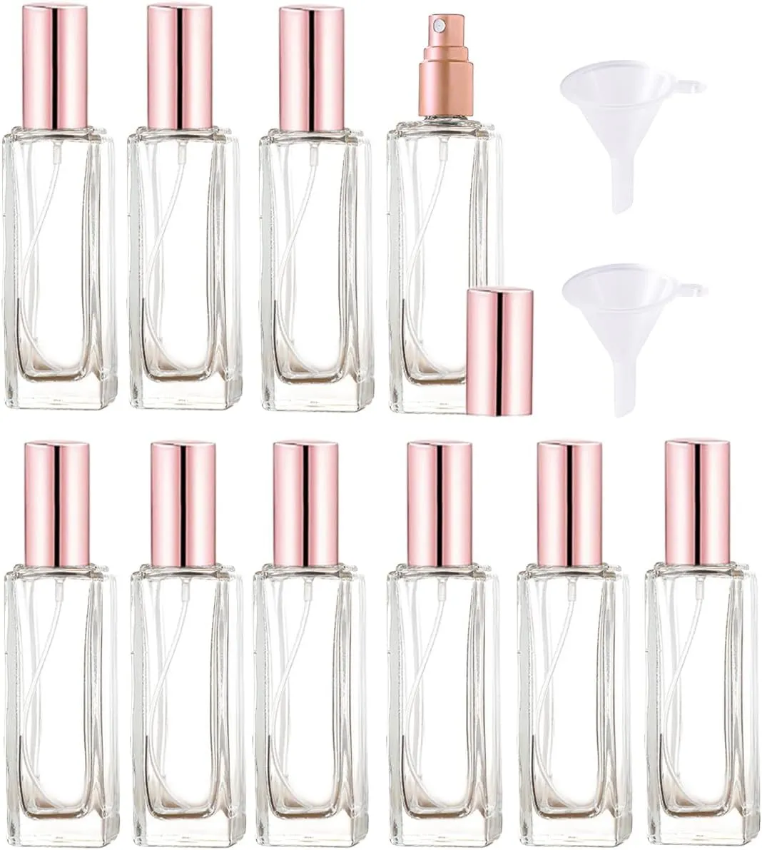 Mini Perfume Atomizer 20ml Refillable Glass Perfume Bottles Empty Spray Bottles for Travel Fine Mist Sprayer for Toiletries Sample Dispenser -10 Pcs Rose Gold