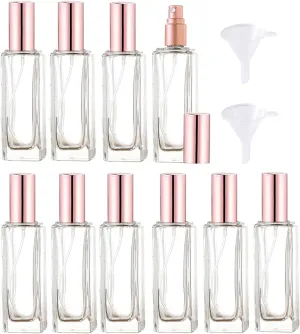 Mini Perfume Atomizer 20ml Refillable Glass Perfume Bottles Empty Spray Bottles for Travel Fine Mist Sprayer for Toiletries Sample Dispenser -10 Pcs Rose Gold