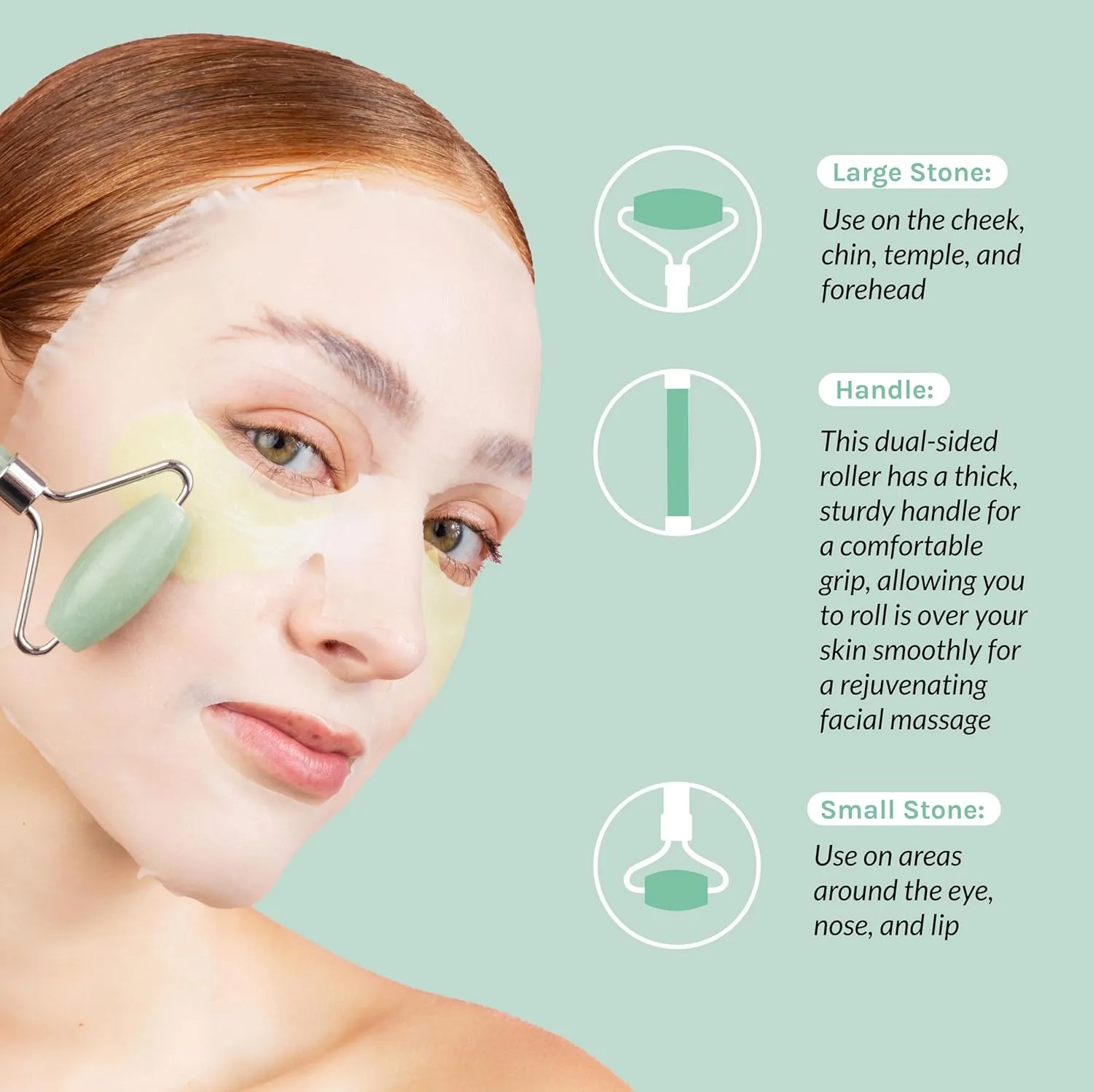 Mint Green Tea Jade Crystal Facial Roller