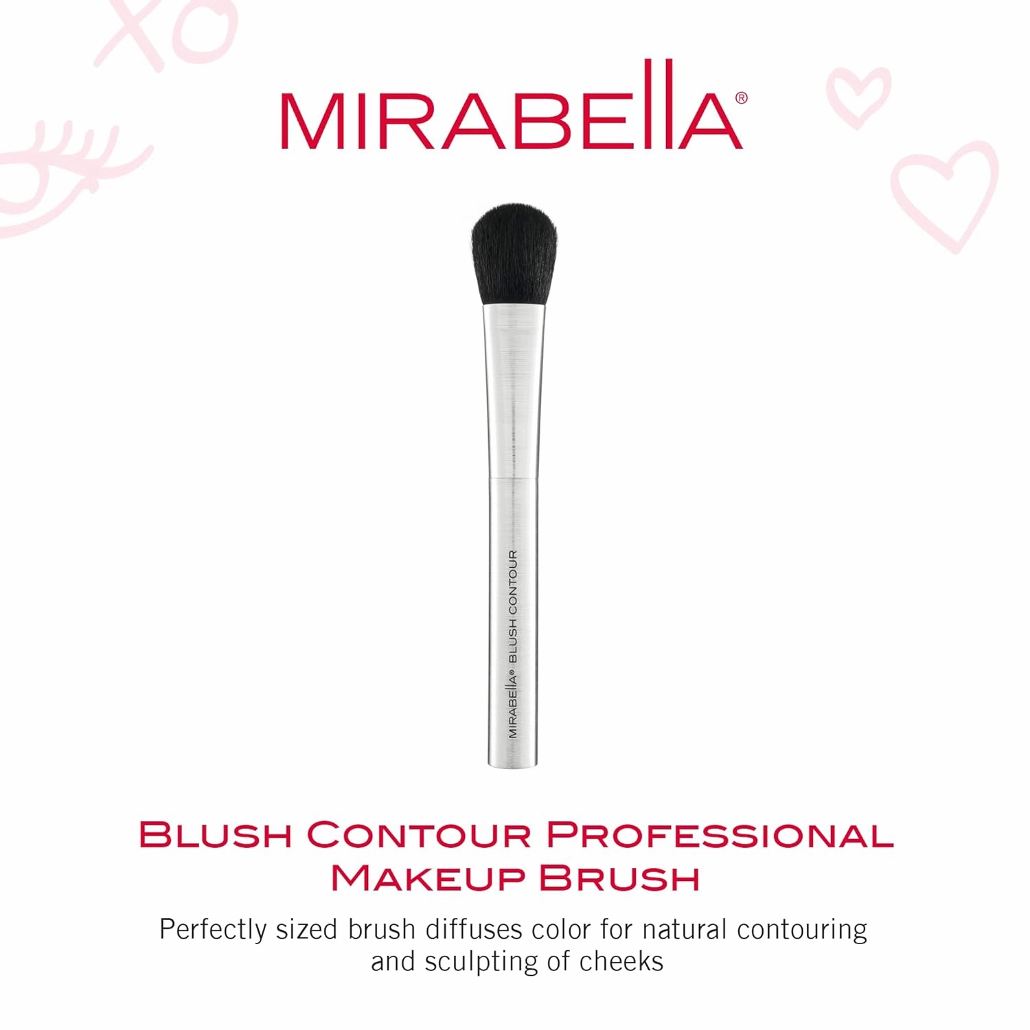 Mirabella Contouring Blush Brush, Premium Professional Makeup Brush Collection, Cruelty-Free Synthetic Bristle Brush with Hand-Sculpted Brushed Aluminum Handle, Luxury Blending Brush for Makeup