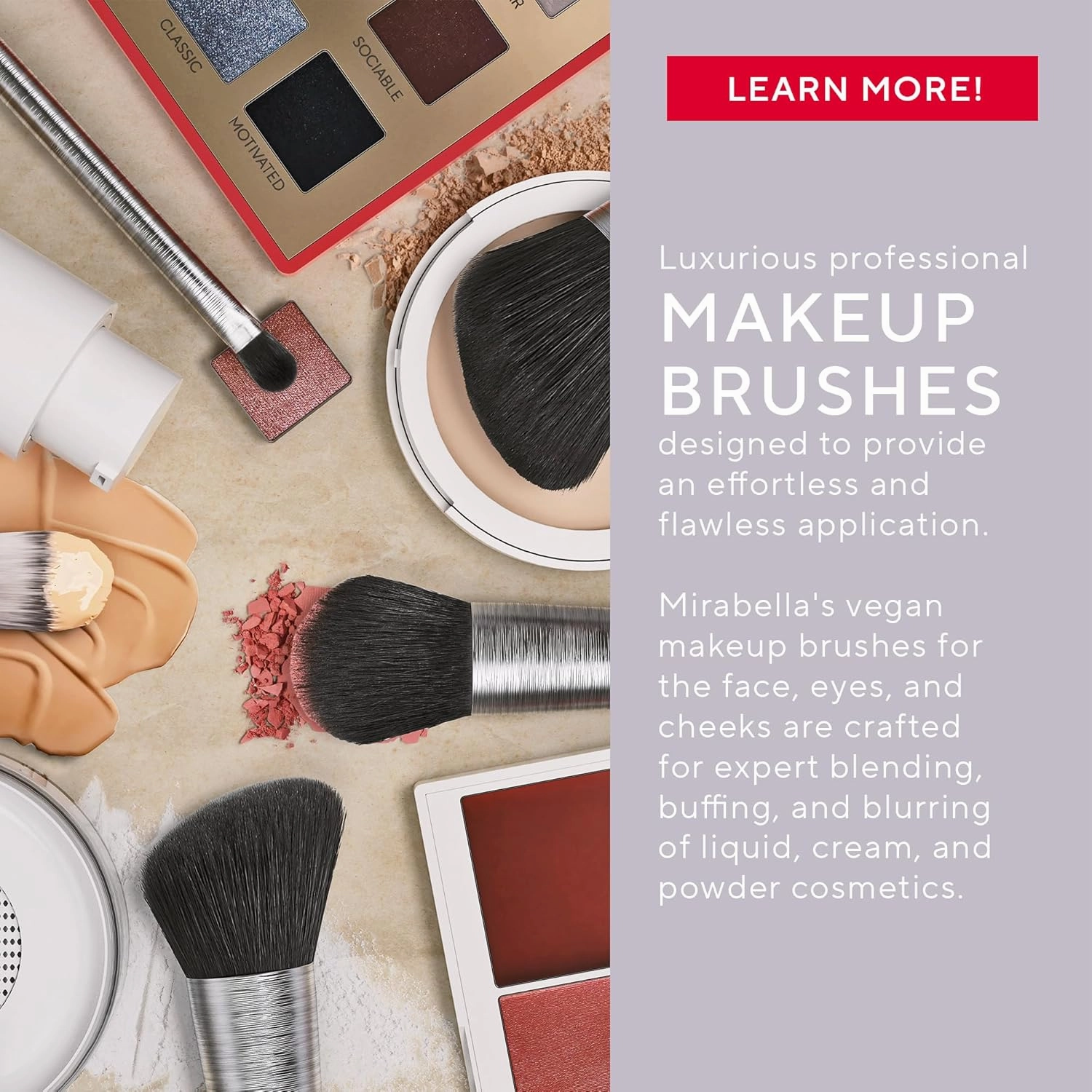 Mirabella Retractable Kabuki Brush, Premium Professional Makeup Brush Collection, Cruelty-Free Synthetic Bristle Brush with Hand-Sculpted Brushed Aluminum Handle, Luxury Blending Brush for Makeup