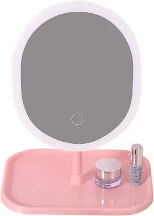 Mirror Led Makeup Mirror with Light Fill Light Dormitory Desktop Desktop Vibrating Beauty Dressing Girl Heart Student Rechargeable Mirror Makeup Mirror (Color : Oval) (Color : Round)