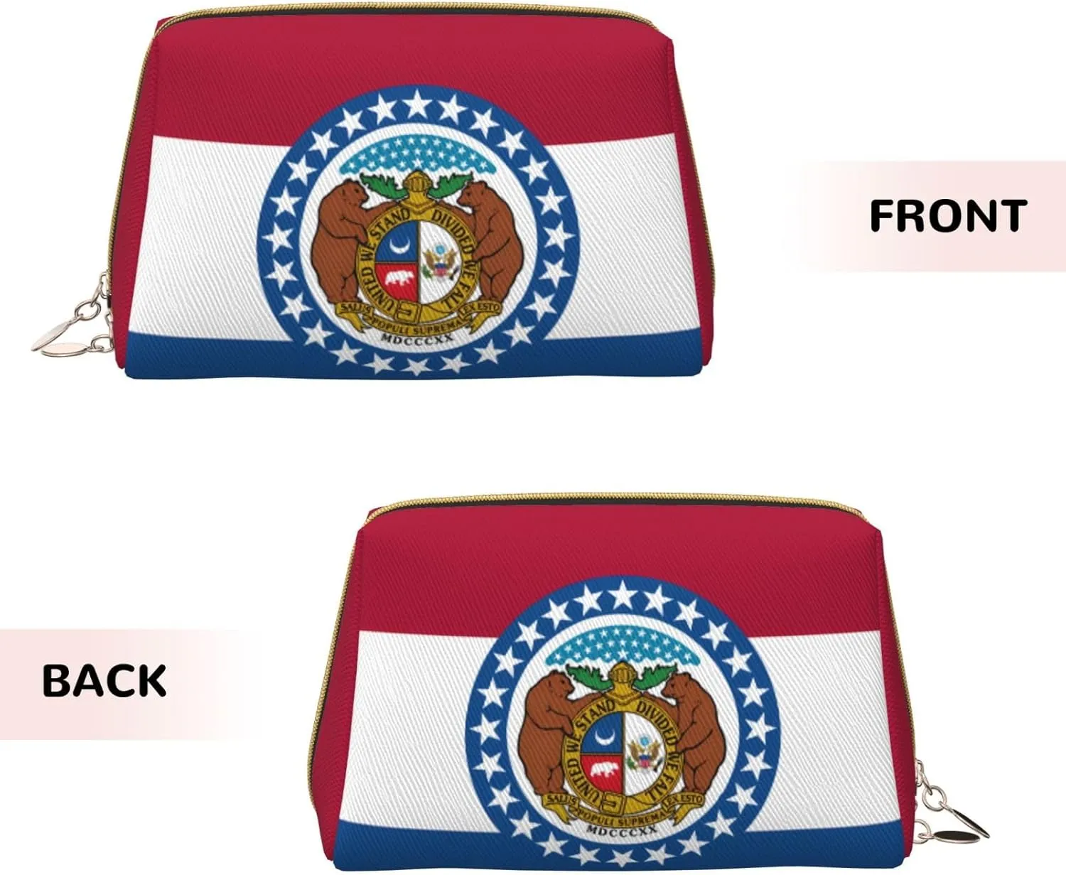 Missouri State Flagmakeup Bag Organizer,Toiletry Cosmetic Bag,Zipper Pouch Brushes Storage Case(Large)
