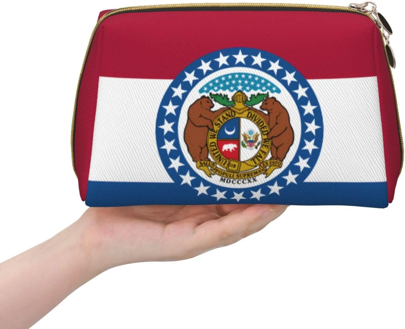 Missouri State Flagmakeup Bag Organizer,Toiletry Cosmetic Bag,Zipper Pouch Brushes Storage Case(Large)