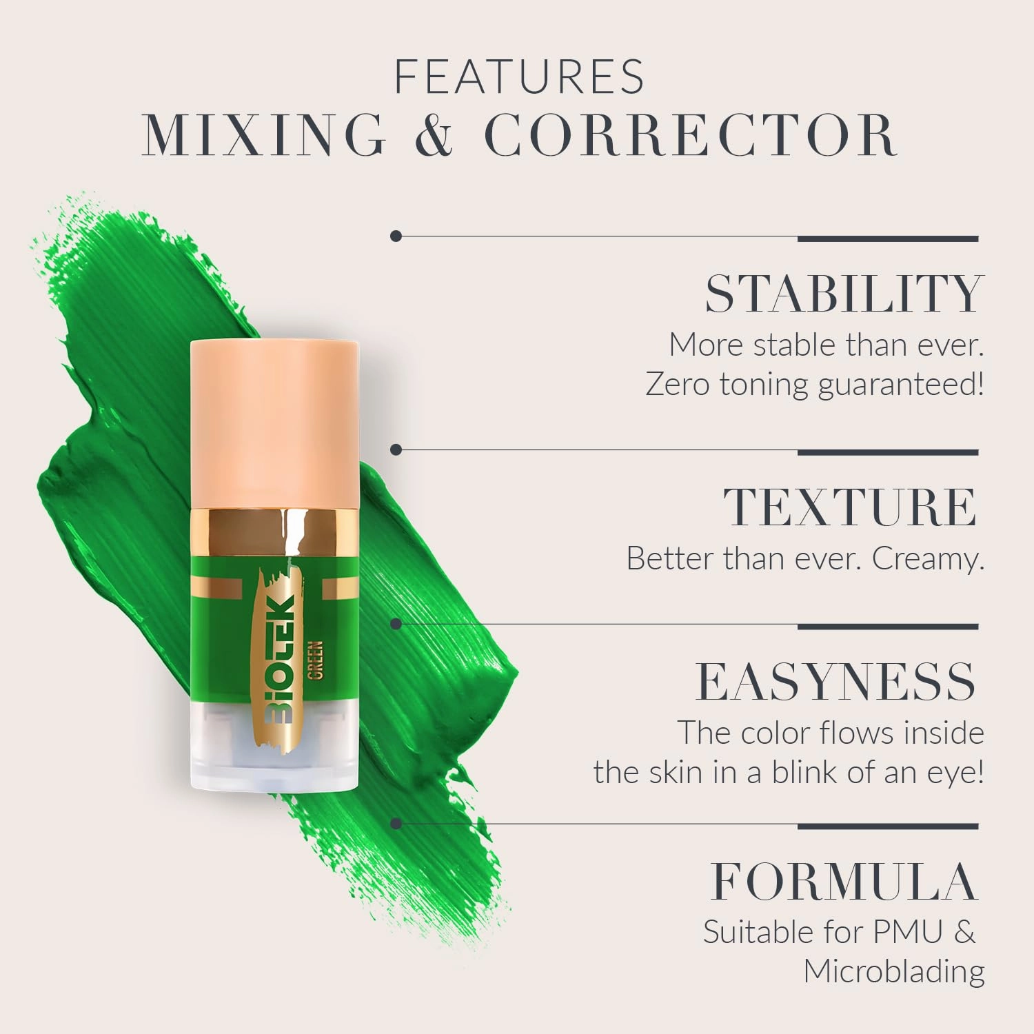 Mixing Corrector Pigment for Permanent Makeup - Made in Italy - Green 0,24 fl.oz.