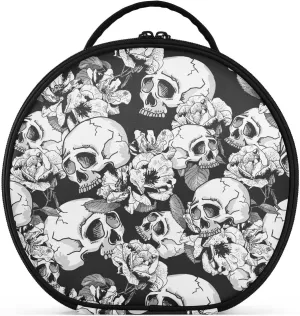 MNSRUU Goth Women Makeup Bag Girl Vintage Makeup Organizer Bag Large Travel Skull and Flowers Cosmetic Bag Toiletry Bag with Adjustable Dividers Portable for Cosmetics Makeup Brushes Toiletry Jewelry