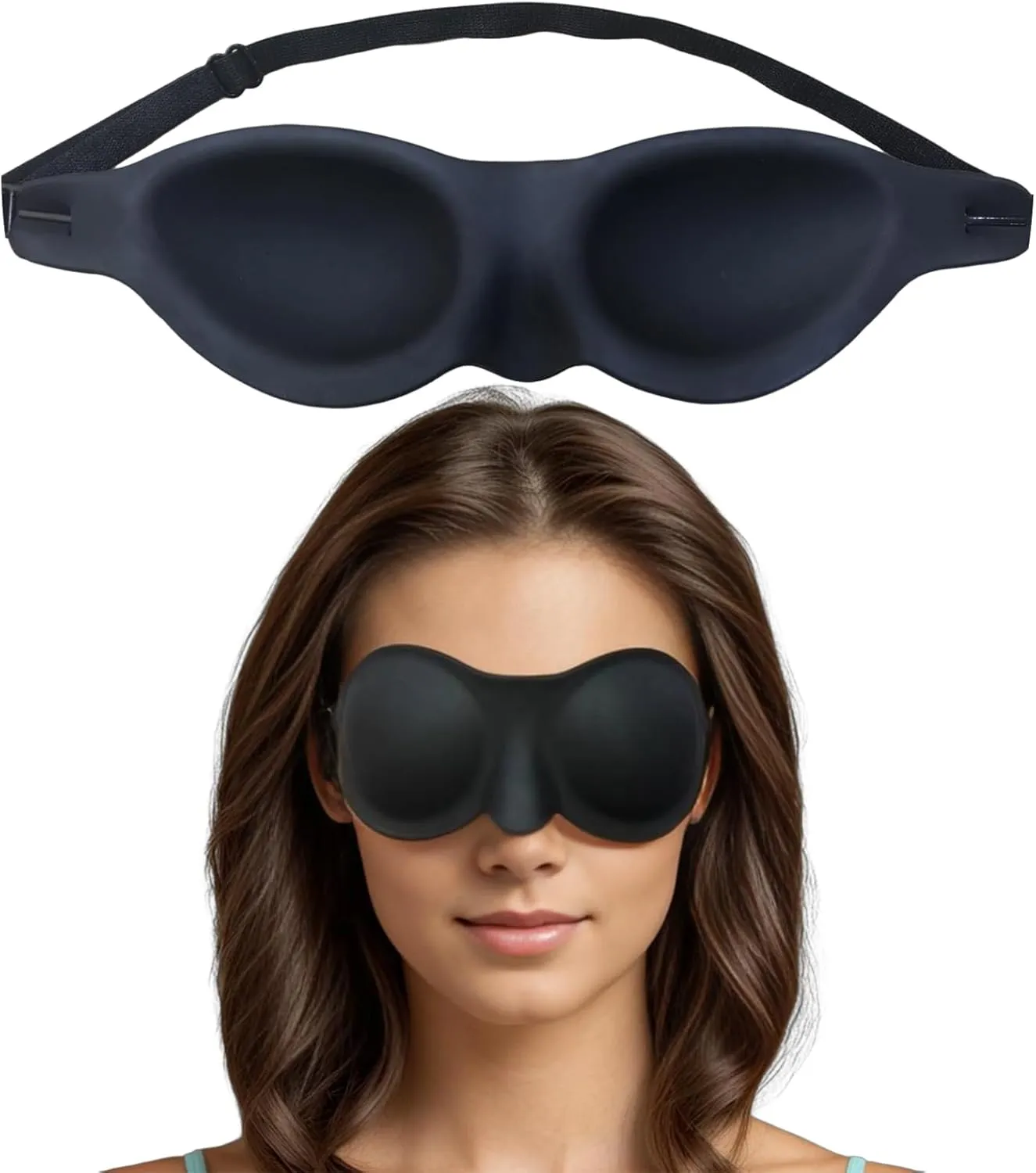 Moisture Chamber Glasses for Dry Eyes - Vowleike Soft Silicone Sleep Goggles, Reusable Comfortable & Lightweight Sleep Mask, CPAP Compatible, Elastic and Stretchable Strap (Black)
