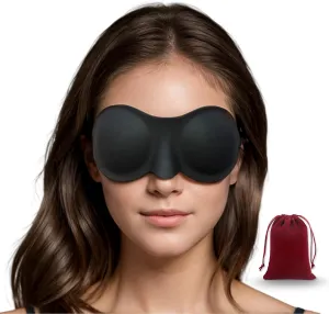 Moisture Chamber Glasses for Dry Eyes - Vowleike Soft Silicone Sleep Goggles, Reusable Comfortable & Lightweight Sleep Mask, Elastic and Stretchable Strap with A Carrying Bag (Matte Black)