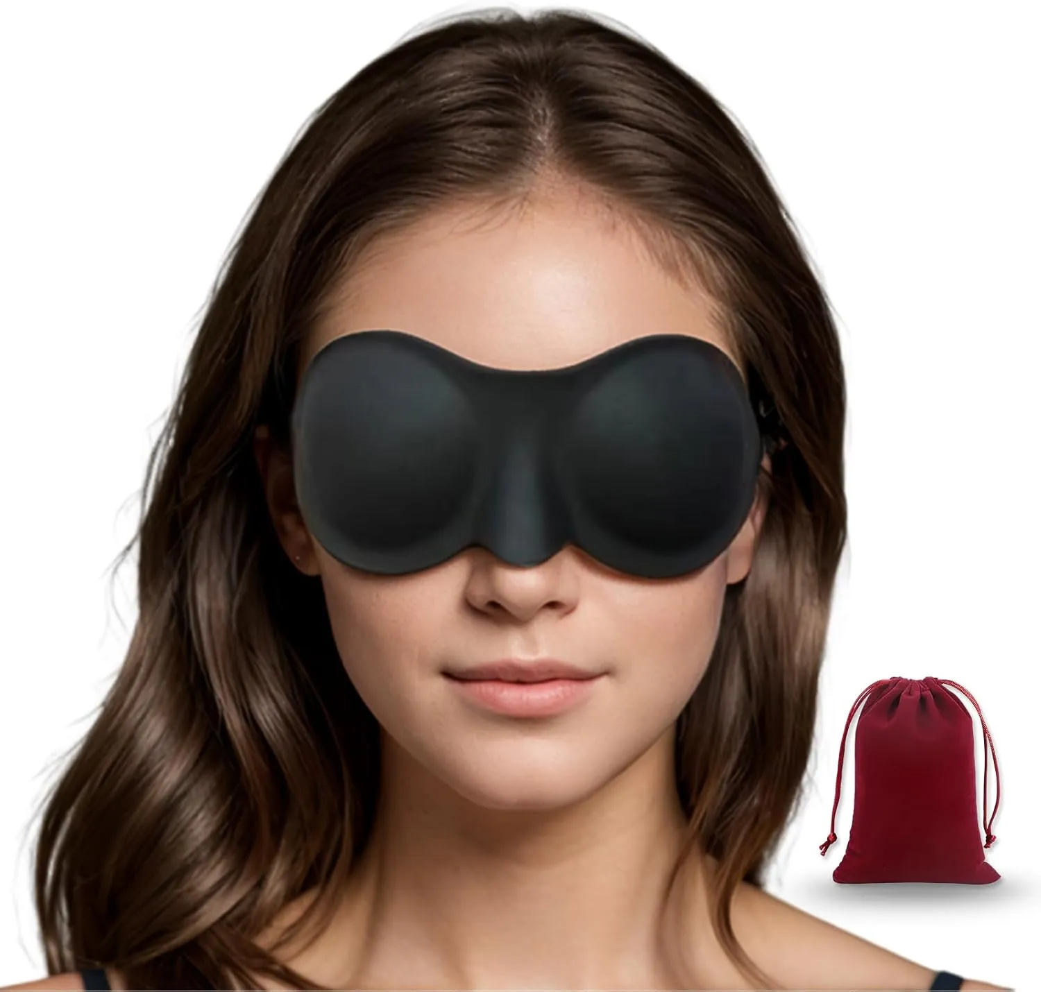 Moisture Chamber Glasses for Dry Eyes - Vowleike Soft Silicone Sleep Goggles, Reusable Comfortable & Lightweight Sleep Mask, Elastic and Stretchable Strap with A Carrying Bag (Matte Black)