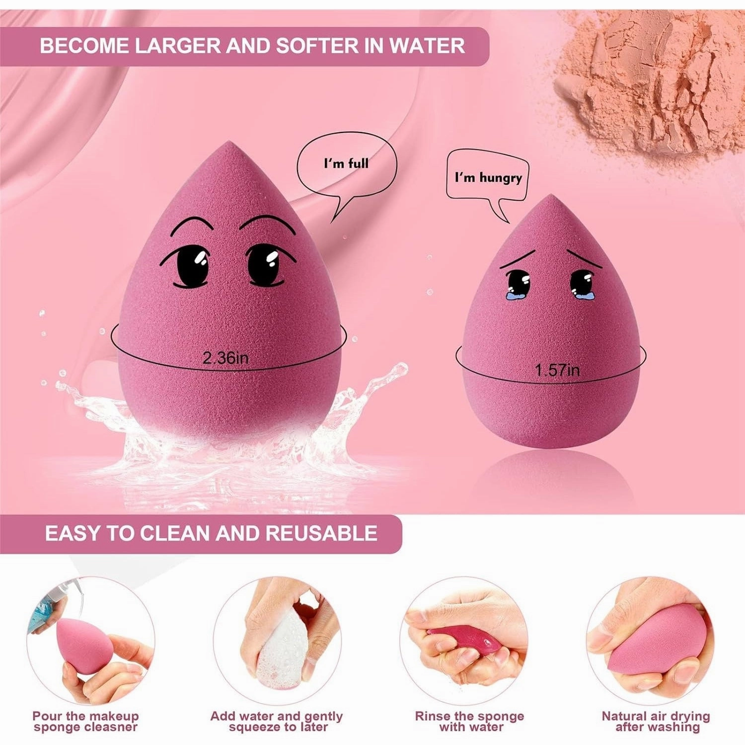MOMENT 4 Pieces Makeup Sponge Set Beauty Blender Sponges Makeup Eggs with Case Latex-Free Vegan Foundation Applicator Makeup Puff for Powder Cream