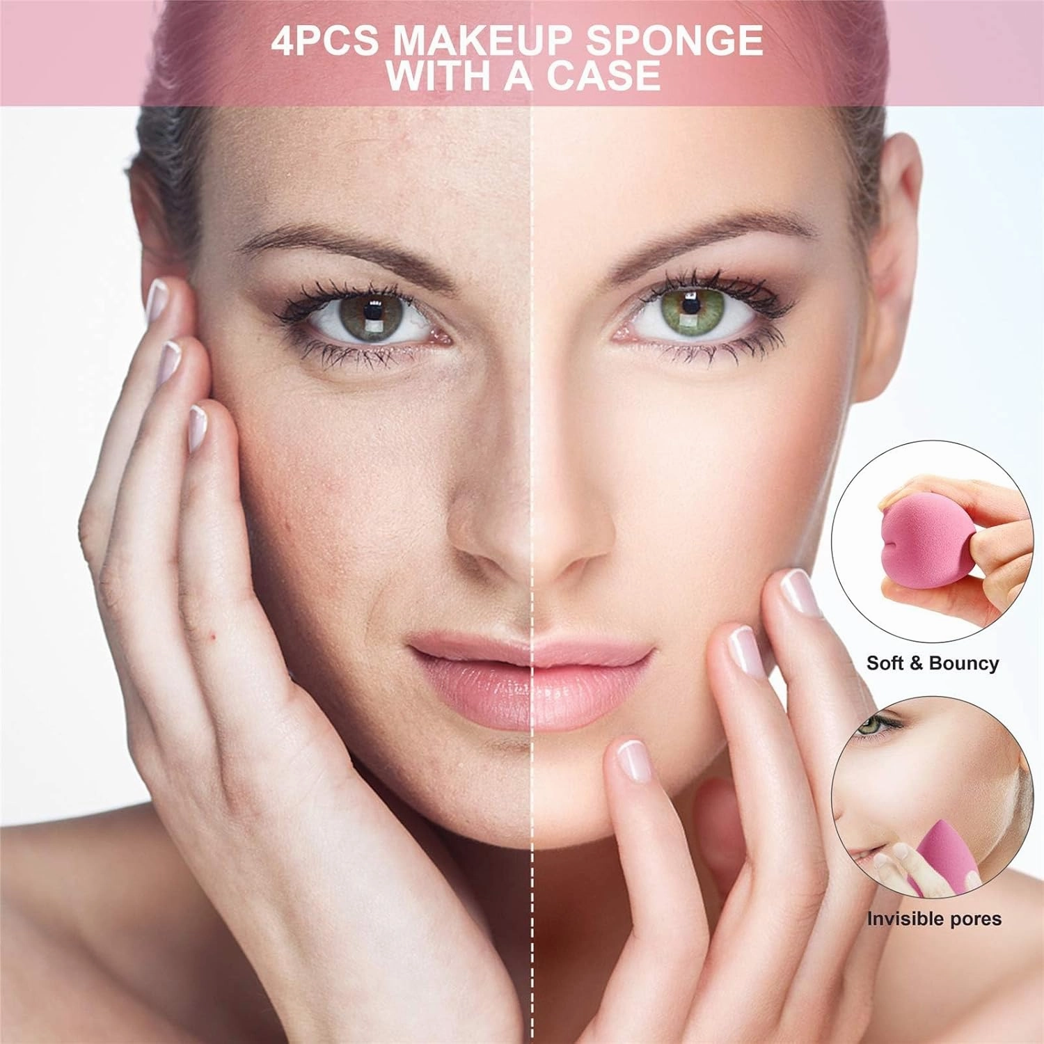 MOMENT 4 Pieces Makeup Sponge Set Beauty Blender Sponges Makeup Eggs with Case Latex-Free Vegan Foundation Applicator Makeup Puff for Powder Cream