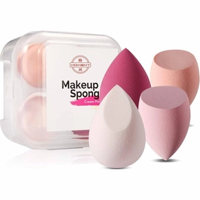 MOMENT 4 Pieces Makeup Sponge Set Beauty Blender Sponges Makeup Eggs with Case Latex-Free Vegan Foundation Applicator Makeup Puff for Powder Cream