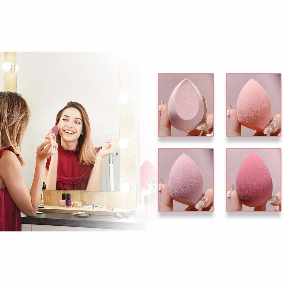 MOMENT 4 Pieces Makeup Sponge Set Beauty Blender Sponges Makeup Eggs with Case Latex-Free Vegan Foundation Applicator Makeup Puff for Powder Cream