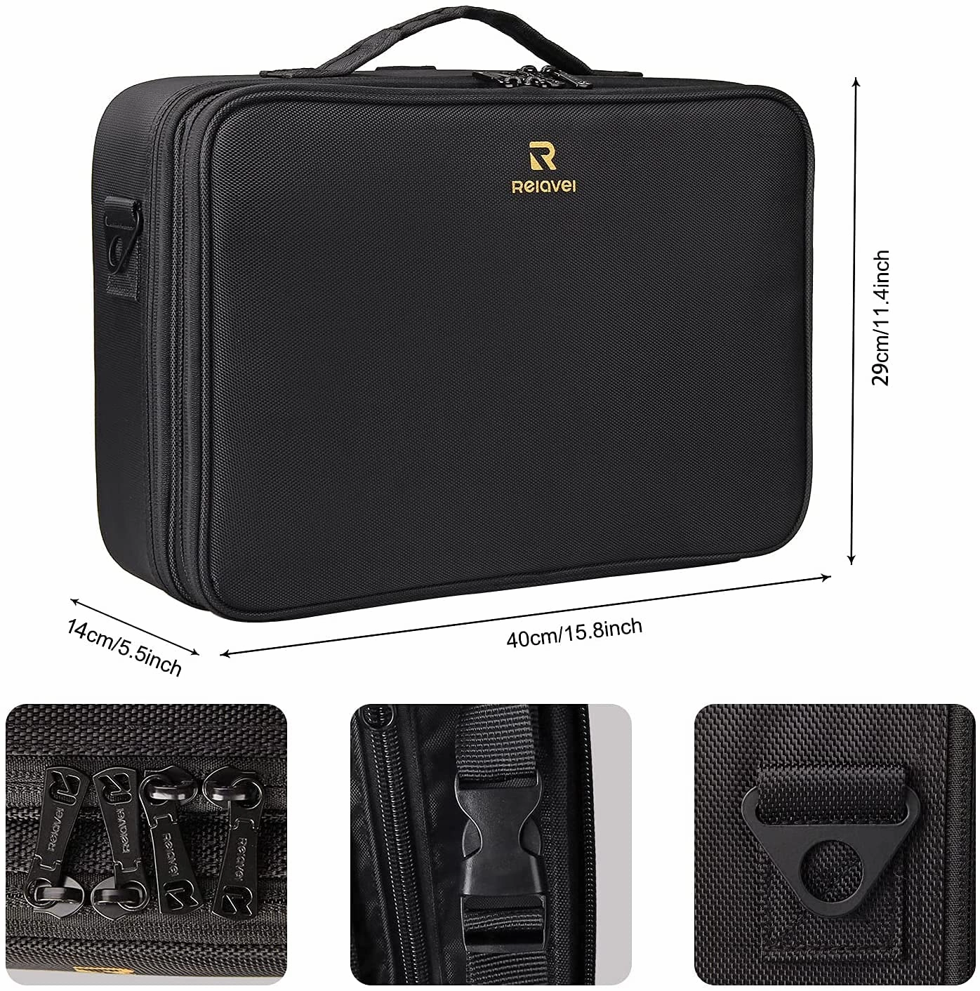 MONSTINA Large Capacity Makeup Case 3 Layers Cosmetic Organizer Brush Bag with Four Small Bag,Barber Hairdresser Train Case Makeup Artist Box Nail Polish Organizer