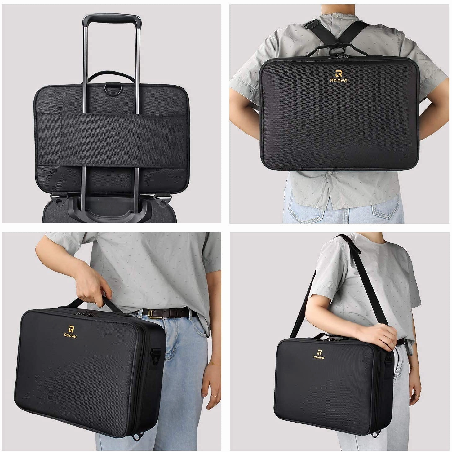MONSTINA Large Capacity Makeup Case 3 Layers Cosmetic Organizer Brush Bag with Four Small Bag,Barber Hairdresser Train Case Makeup Artist Box Nail Polish Organizer