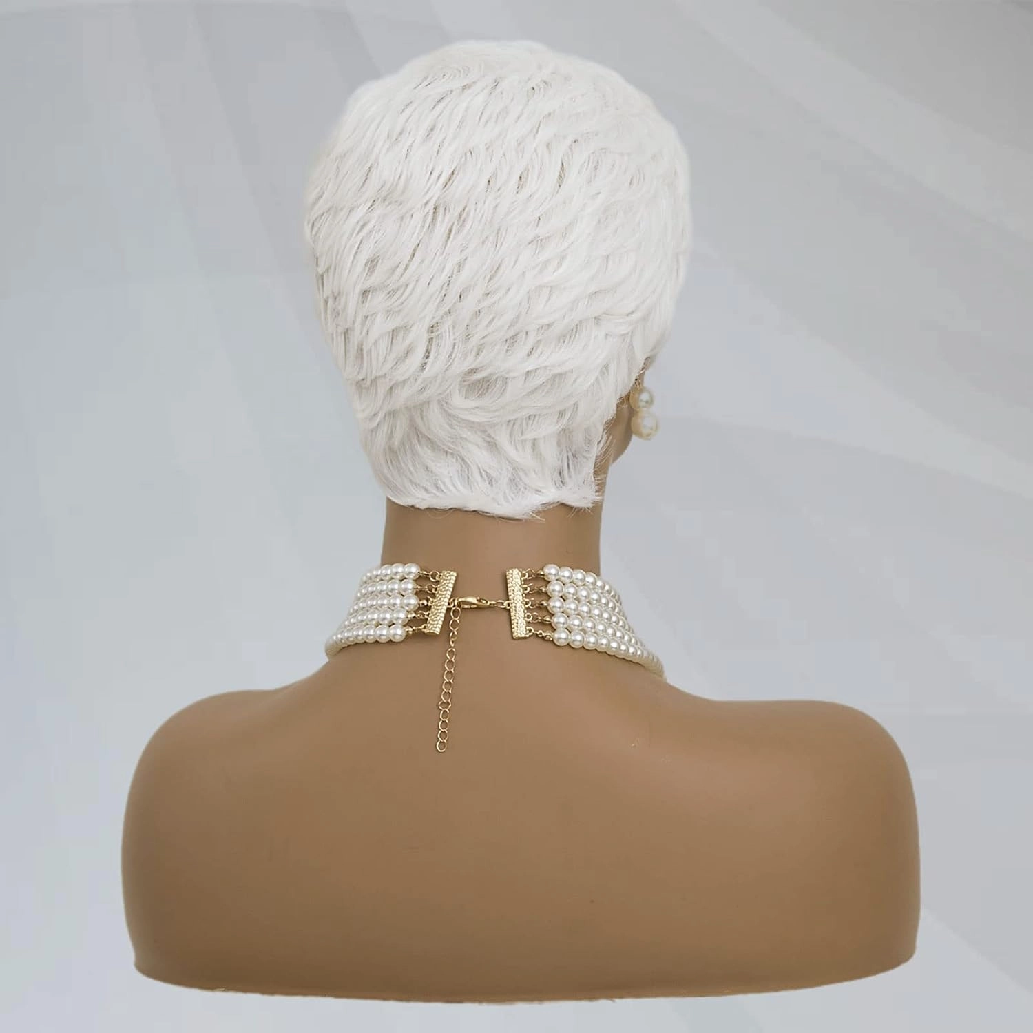 MOONSHOW Short White Pixie Wigs for Women Pixie Cut Wig Short Pixie Cut Wigs for Black Women Layered Synthetic Heat Resistant Pixie Wig for Party Cosplay Use