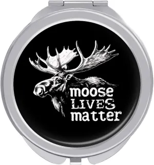 Moose Lives Matter Travel Makeup Mirror Double-Sided Pocket Mirror Portable for Handbag Purse Compact Gifts for Women