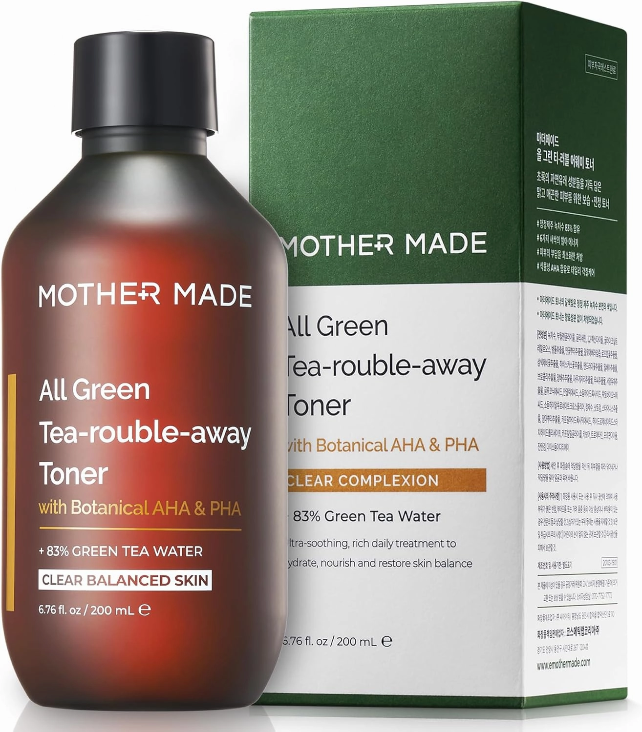 MOTHER MADE Green Tea-Rouble Away Clarifying Toner with AHA BHA PHA 150 ml