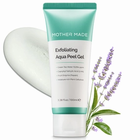 MOTHER MADE LHA Green Tea Exfoliating Aqua Peel Gel, Pore Care, Gentle Facial Exfoliator, Dead Skin Remover, Natural Cellulose for Peeling, Vegan, Korean Skincare (100ml / 3.38 fl.oz)