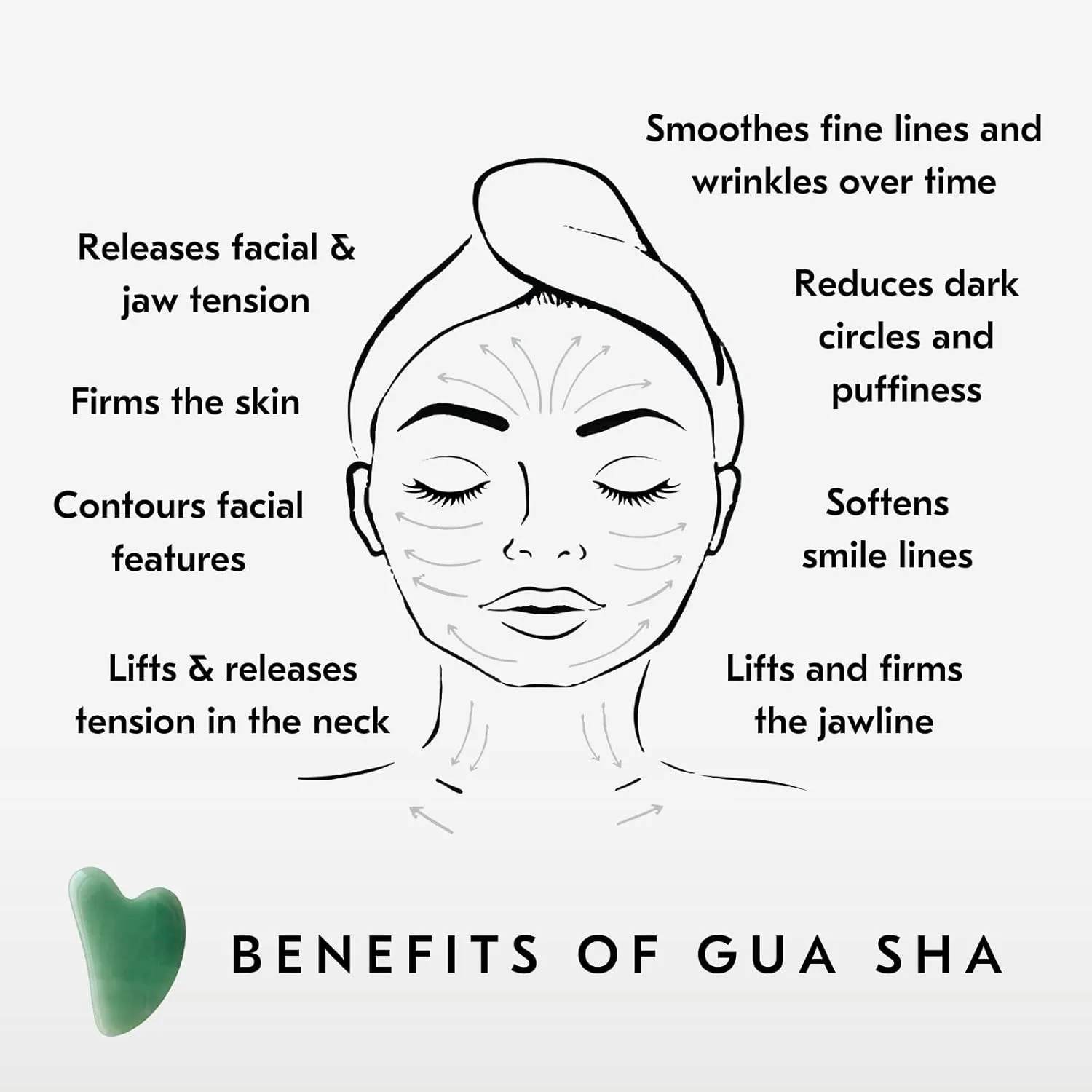 Mount Lai Jade Gua Sha Facial Tools – The Stone of Eternal Youth – Face & Body Guasha Tools for Self-Care, Massager for Sculpting, Muscle Tension Relief & Puffiness Reduction