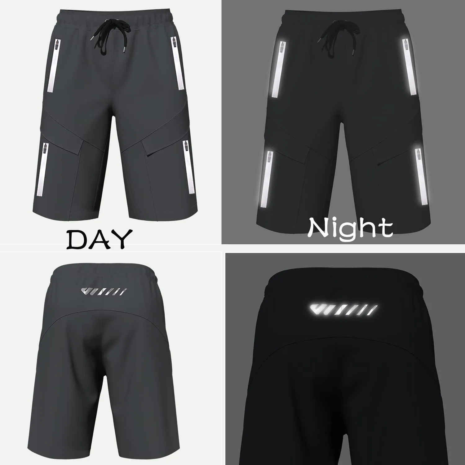 Mountain Bike Shorts for Men,3D Padded Loose-fit Cycling Biking Bicycle Shorts Mens with Underwear Zipper Pockets