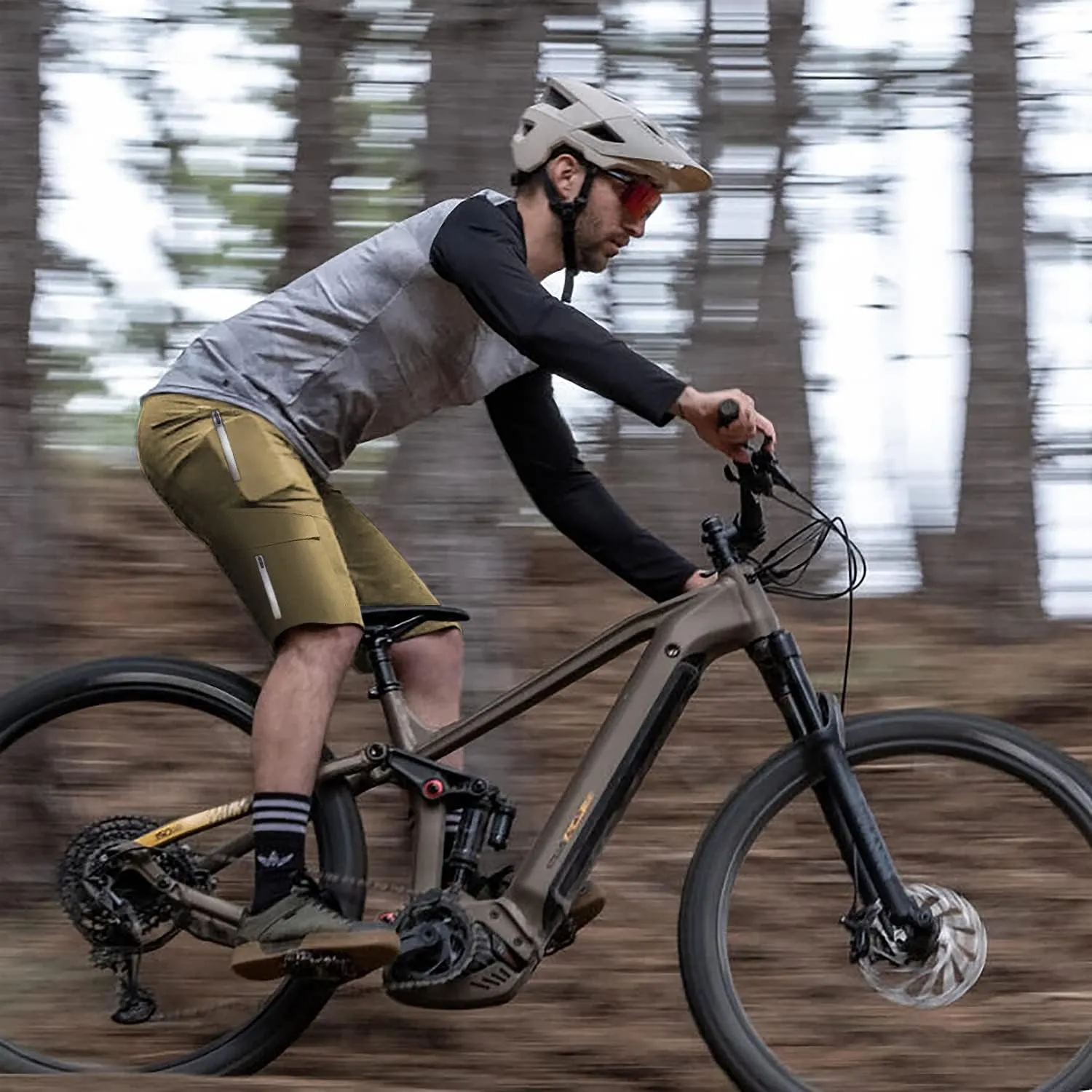 Mountain Bike Shorts for Men,3D Padded Loose-fit Cycling Biking Bicycle Shorts Mens with Underwear Zipper Pockets