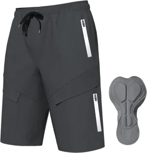 Mountain Bike Shorts for Men,3D Padded Loose-fit Cycling Biking Bicycle Shorts Mens with Underwear Zipper Pockets