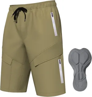 Mountain Bike Shorts for Men,3D Padded Loose-fit Cycling Biking Bicycle Shorts Mens with Underwear Zipper Pockets