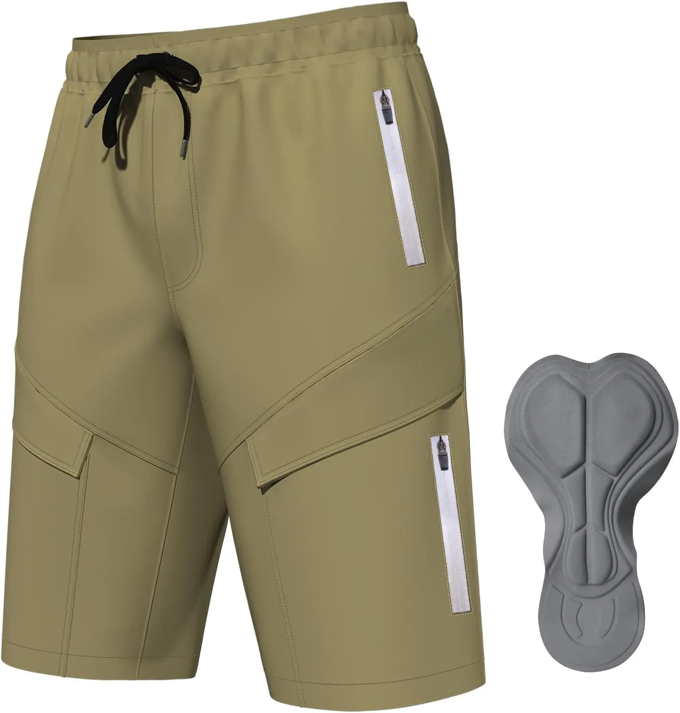 Mountain Bike Shorts for Men,3D Padded Loose-fit Cycling Biking Bicycle Shorts Mens with Underwear Zipper Pockets