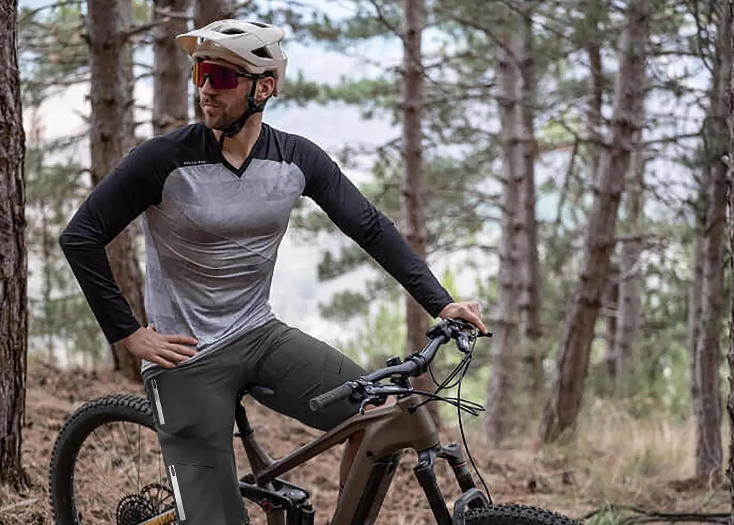 Mountain Bike Shorts for Men,3D Padded Loose-fit Cycling Biking Bicycle Shorts Mens with Underwear Zipper Pockets
