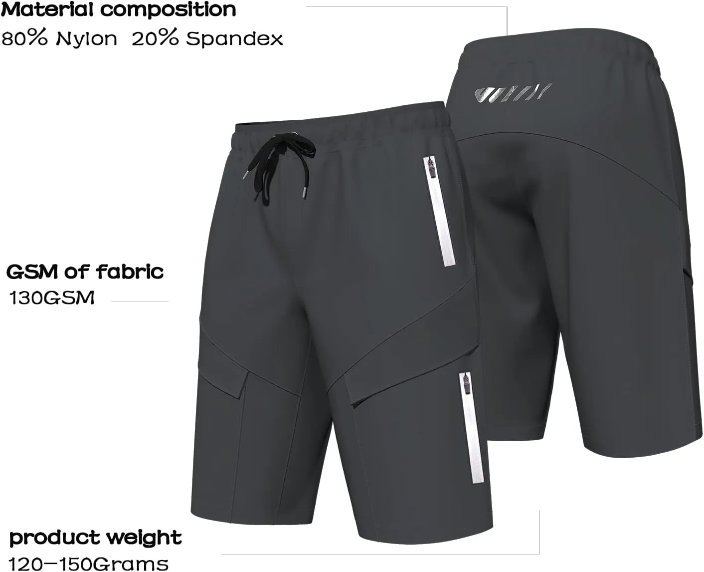 Mountain Bike Shorts for Men,3D Padded Loose-fit Cycling Biking Bicycle Shorts Mens with Underwear Zipper Pockets