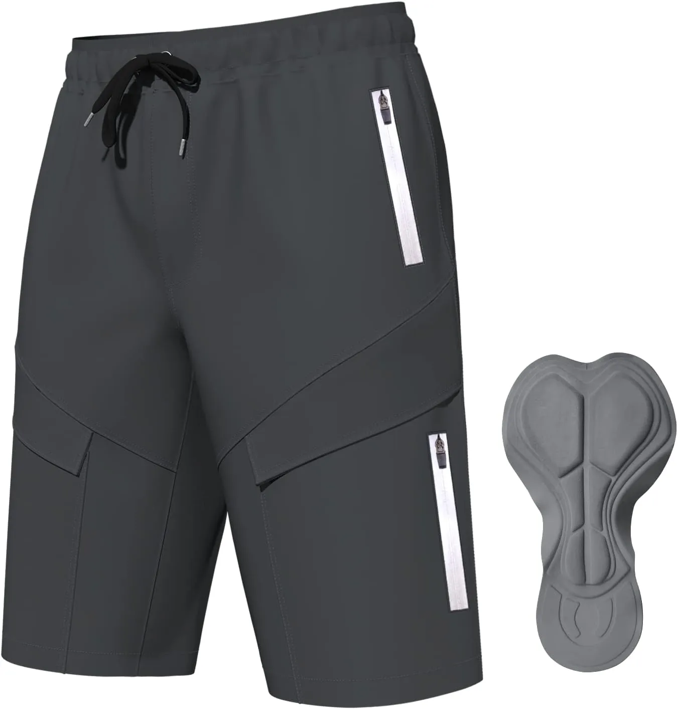Mountain Bike Shorts for Men,3D Padded Loose-fit Cycling Biking Bicycle Shorts Mens with Underwear Zipper Pockets